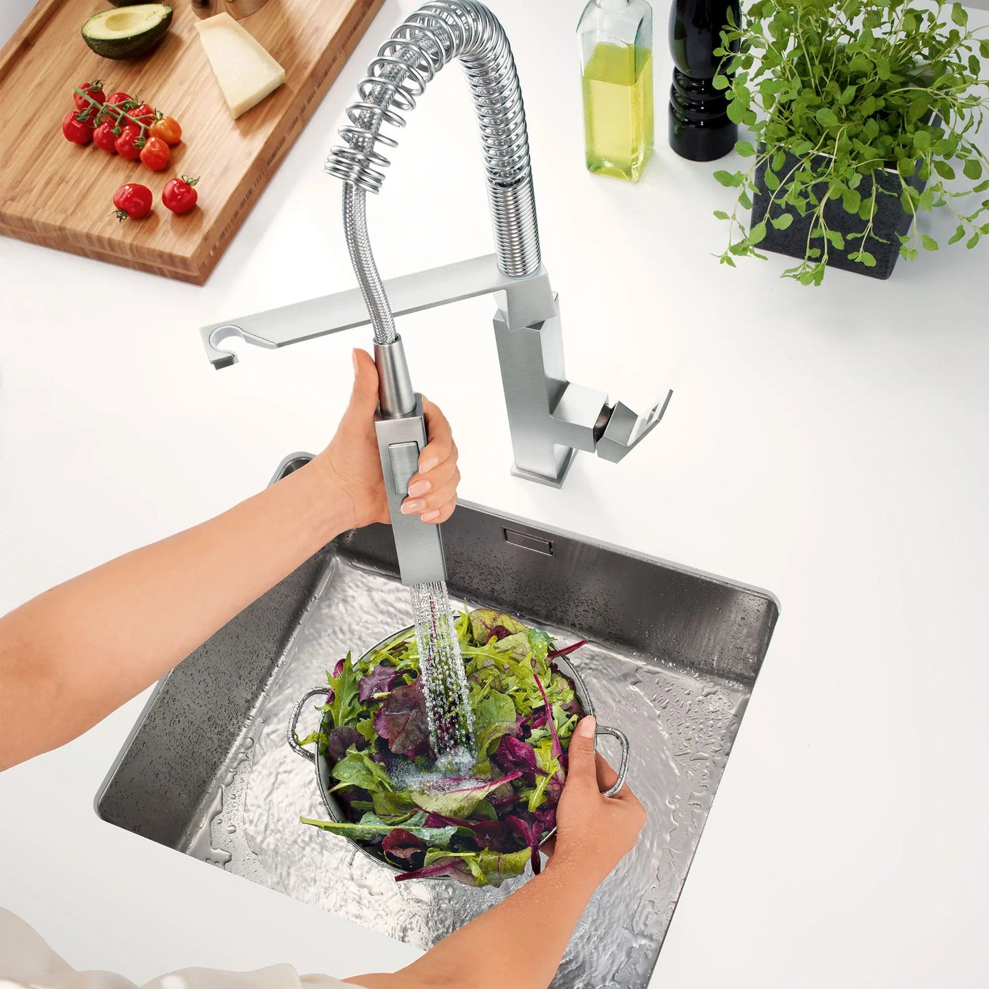 Grohe Eurocube® 1.75 GPM Semi-Pro Dual Spray Single-Handle StarLight Chrome Kitchen Faucet