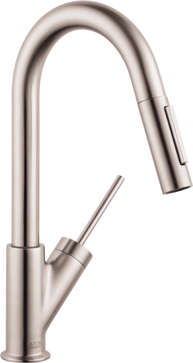 AXOR Starck 1.75 GPM 2-Spray Pull-Down Steel Optic Prep Kitchen Faucet