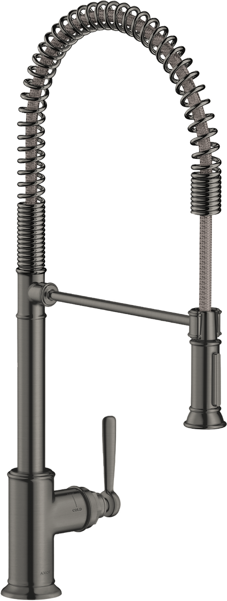 AXOR Montreux 1.75 GPM 2-Spray Semi-Pro Deck Mounted Brushed Black Chrome Kitchen Faucet