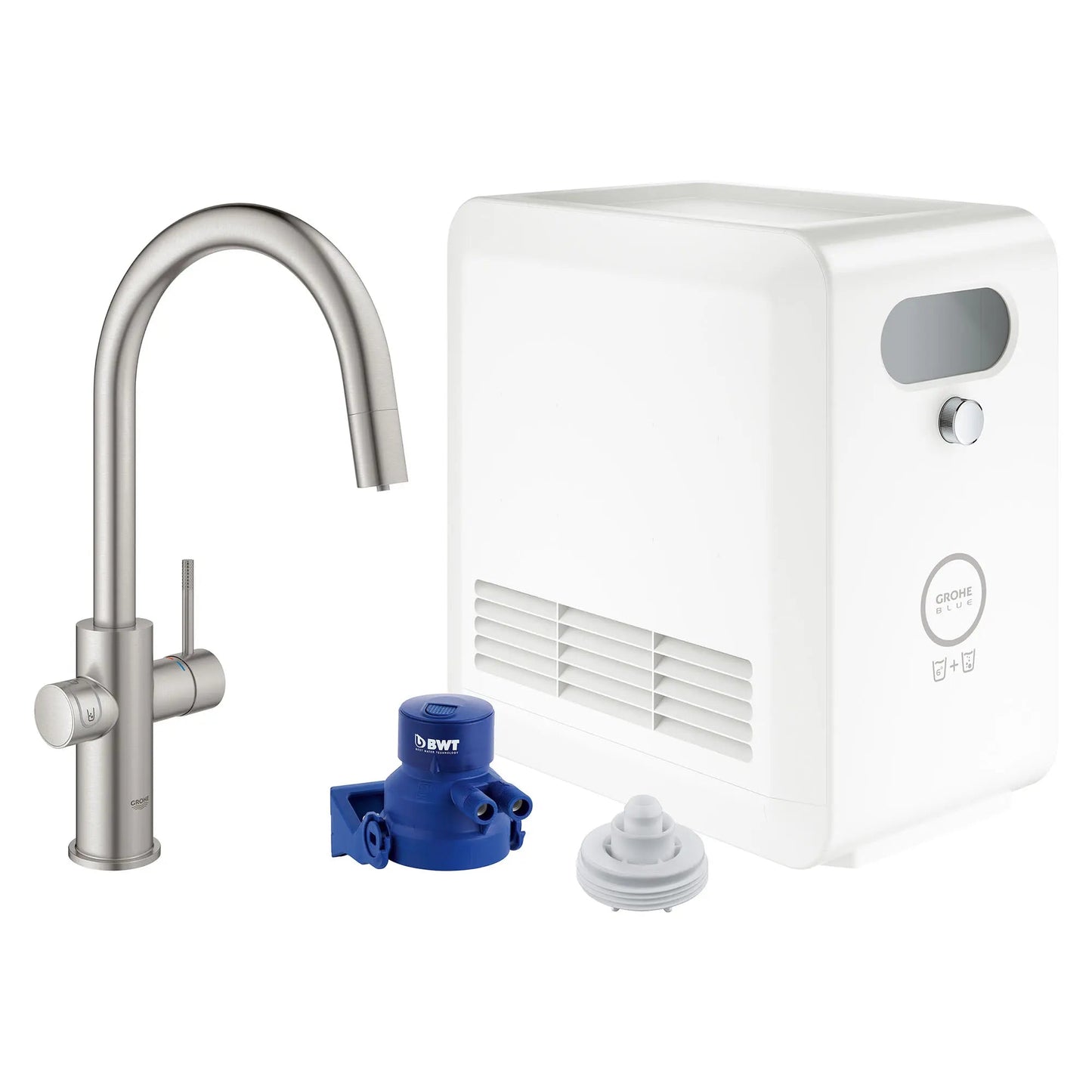 Grohe Blue 1.75 GPM Single Spray Single-Handle SuperSteel Infinity Pull Down Kitchen Faucet With Chilled and Sparkling Water