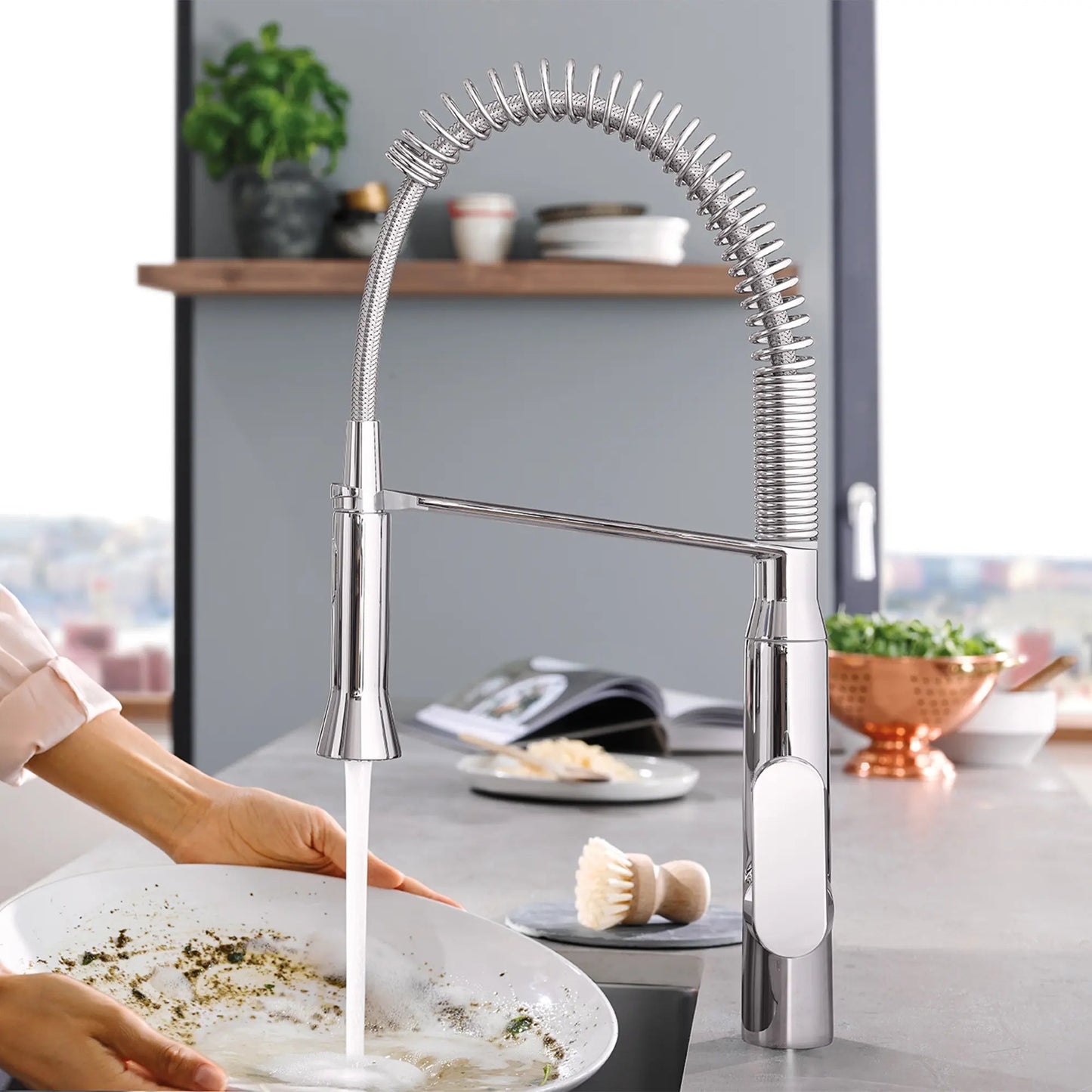 Grohe K7® 1.75 GPM Medium Single-Handle Semi-Pro Dual Spray StarLight Chrome Kitchen Faucet