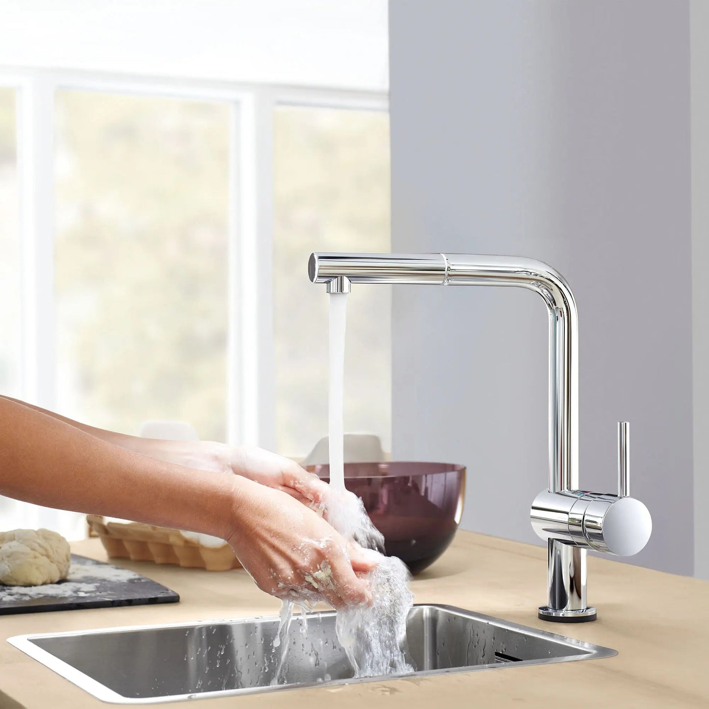 Grohe Minta® 1.75 GPM Single-Handle Dual Spray Pull-Down StarLight Chrome Kitchen Faucet