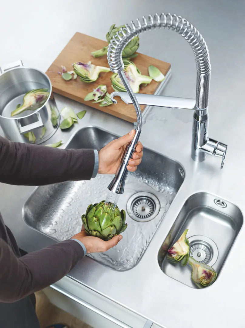 Grohe K7® 1.75 GPM Medium Single-Handle Semi-Pro Dual Spray StarLight Chrome Kitchen Faucet