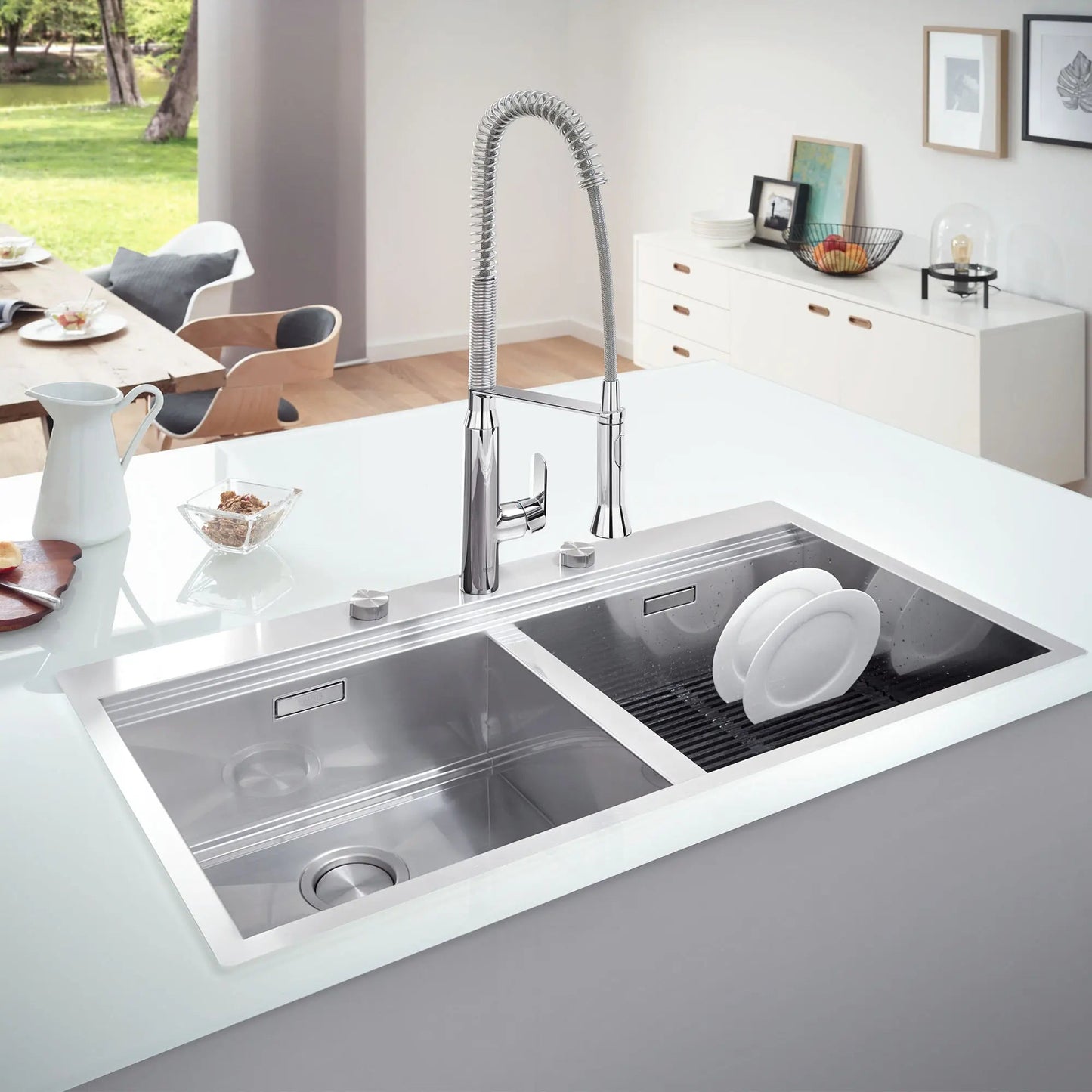 Grohe K7® 1.75 GPM Medium Single-Handle Semi-Pro Dual Spray StarLight Chrome Kitchen Faucet