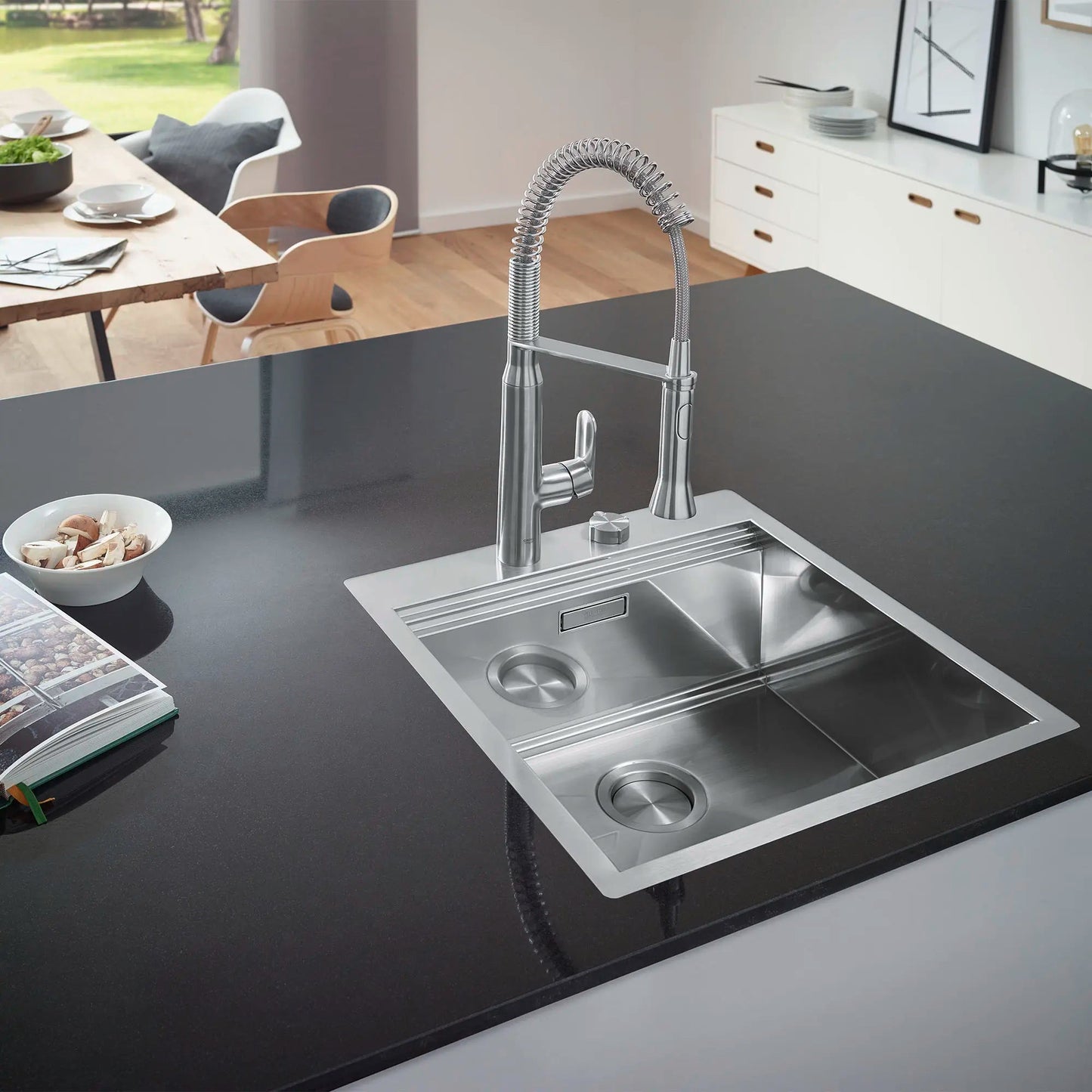 Grohe K7® 1.75 GPM Medium Single-Handle Semi-Pro Dual Spray StarLight Chrome Kitchen Faucet