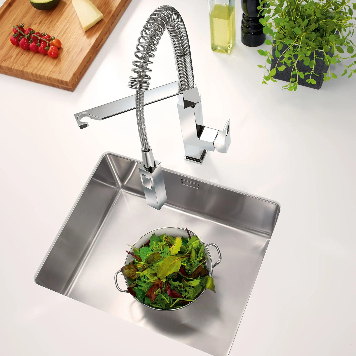 Grohe Eurocube® 1.75 GPM Semi-Pro Dual Spray Single-Handle StarLight Chrome Kitchen Faucet