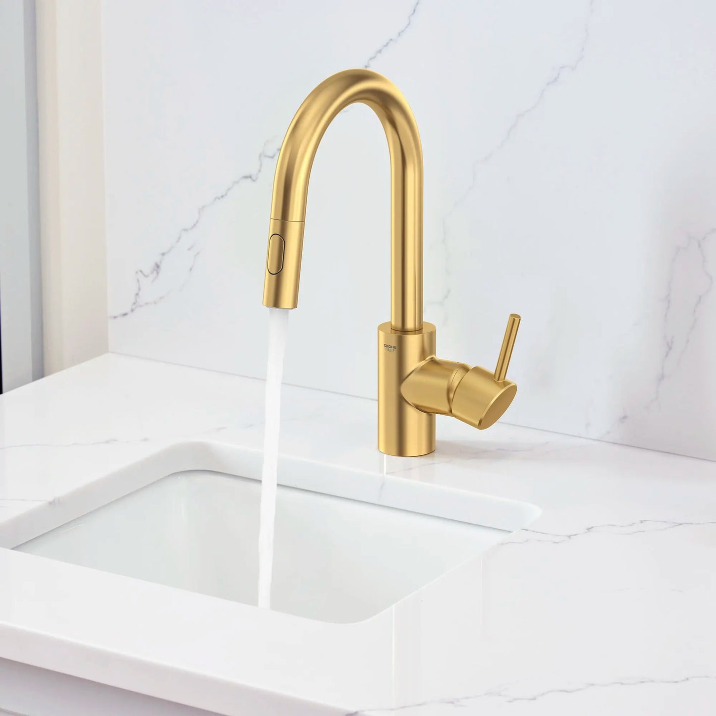 Grohe Concetto 1.75 GPM Single-Handle Pull Down Brushed Cool Sunrise Prep Faucet
