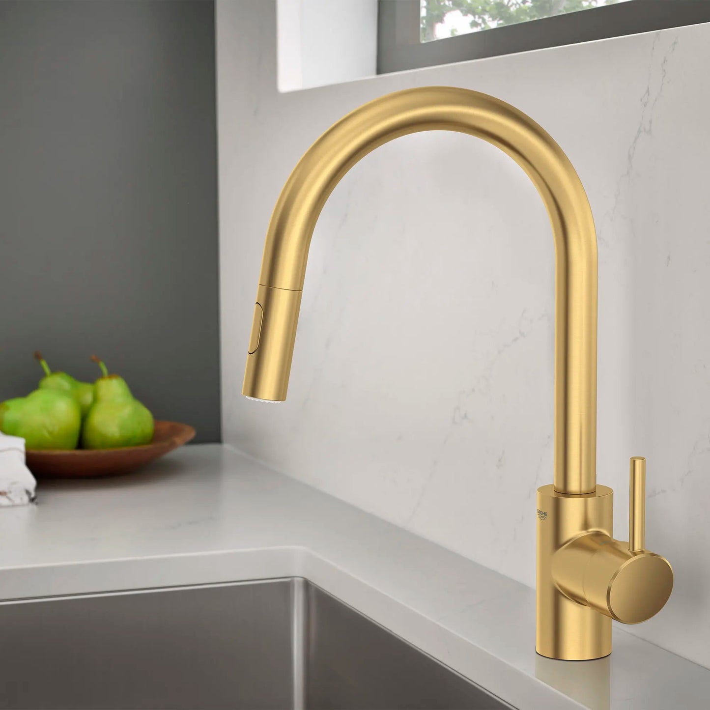 Grohe Concetto™ 1.75 GPM Single-Handle Dual Spray Brushed Cool Sunrise Pull-Down Kitchen Faucet
