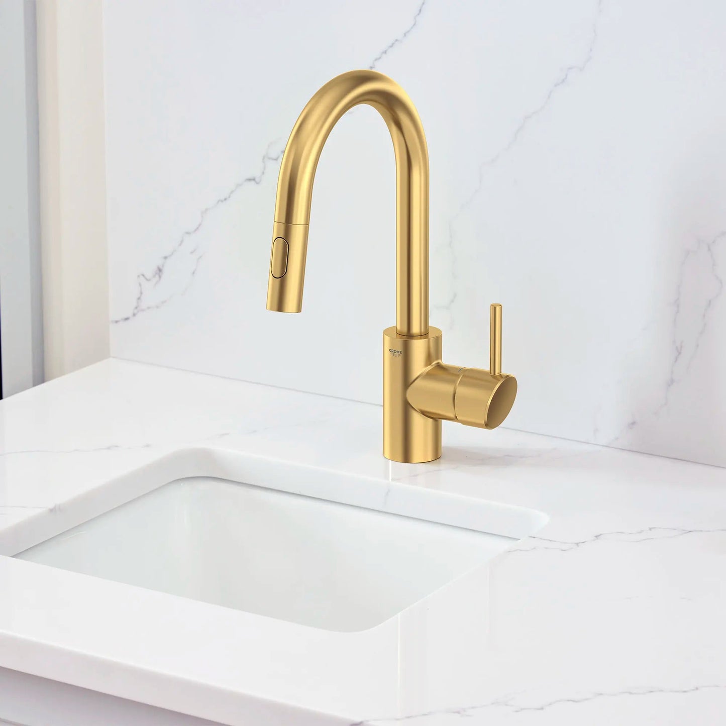 Grohe Concetto 1.75 GPM Single-Handle Pull Down Brushed Cool Sunrise Prep Faucet