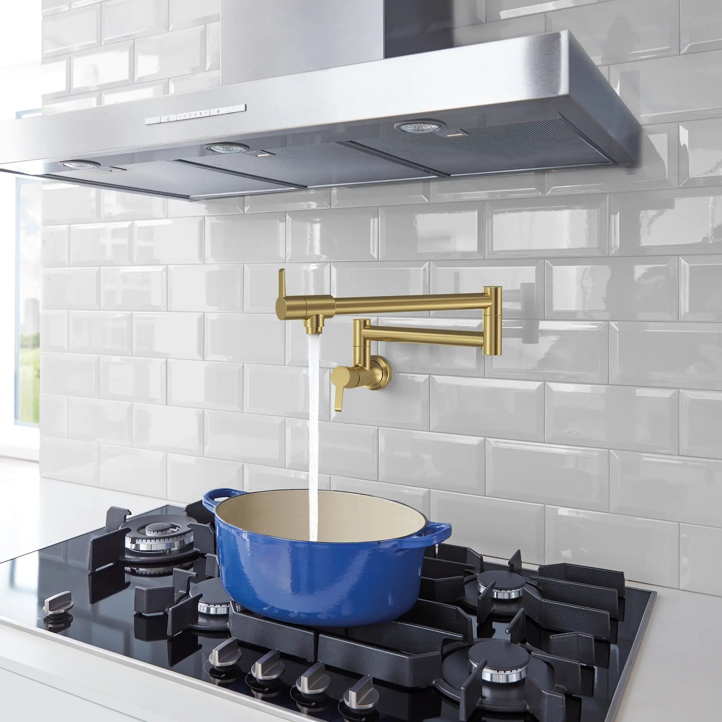Grohe Zedra 1.75 GPM 2-Handle Brushed Cool Sunrise Wall Mount Pot Filler