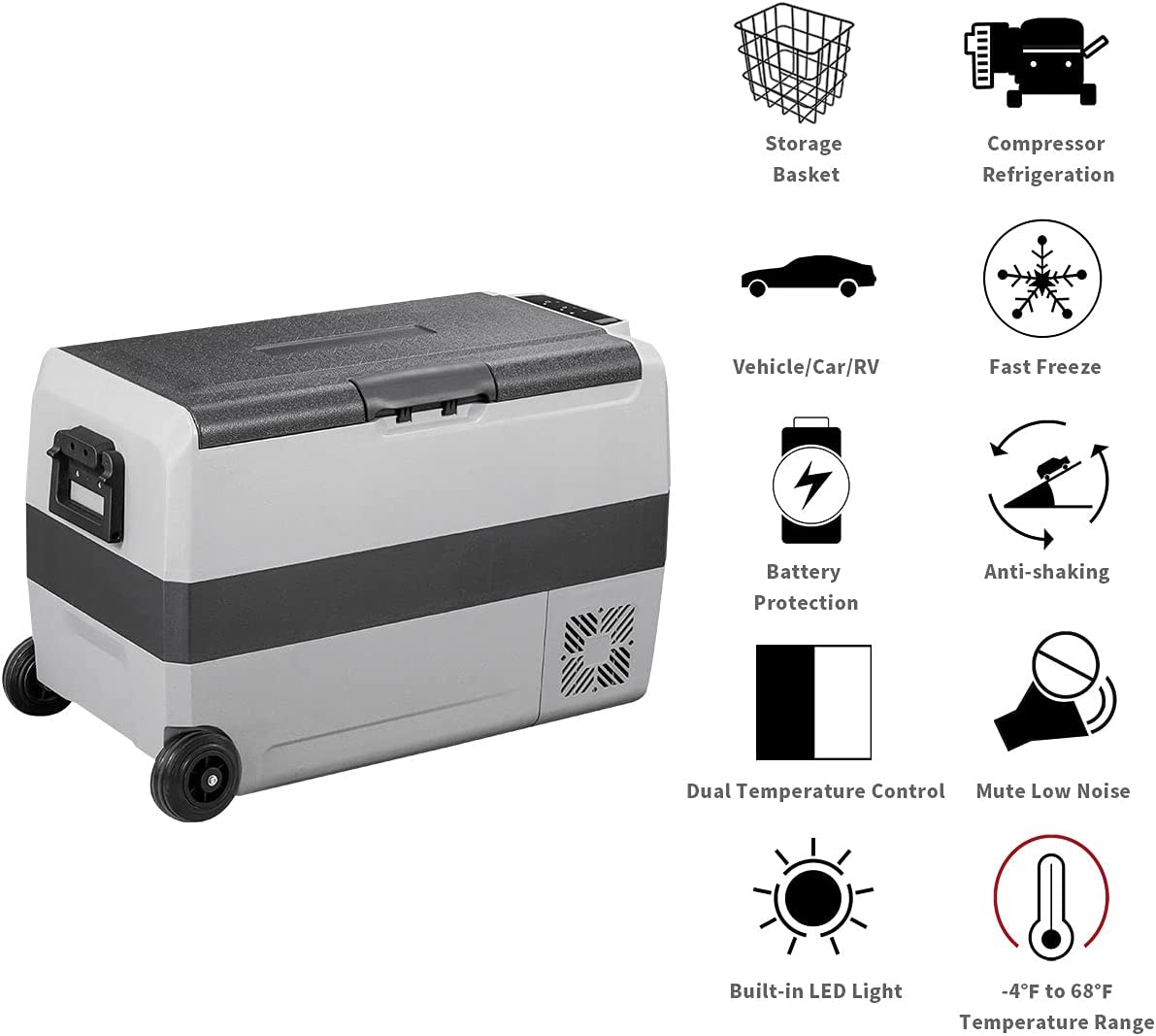 Alpicool T50 57L/50QT Flexible Dual Zone Portable Car Fridge