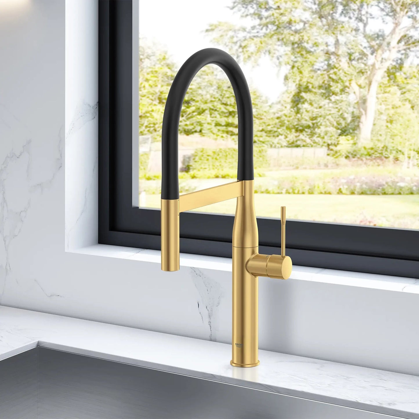 Grohe Essence 1.75 GPM Semi-Pro Dual Spray Single-Brushed Cool Sunrise Graphite Kitchen Faucet