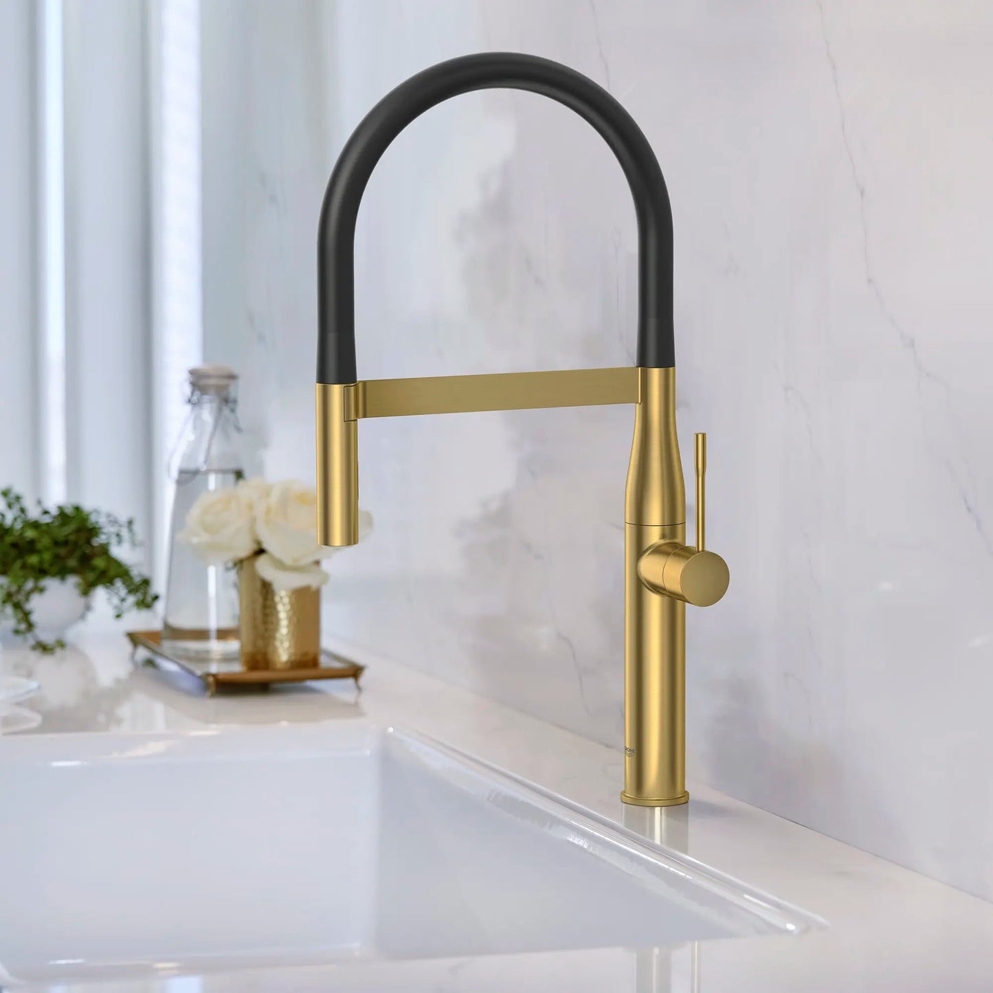Grohe Essence 1.75 GPM Semi-Pro Dual Spray Single-Brushed Cool Sunrise Graphite Kitchen Faucet