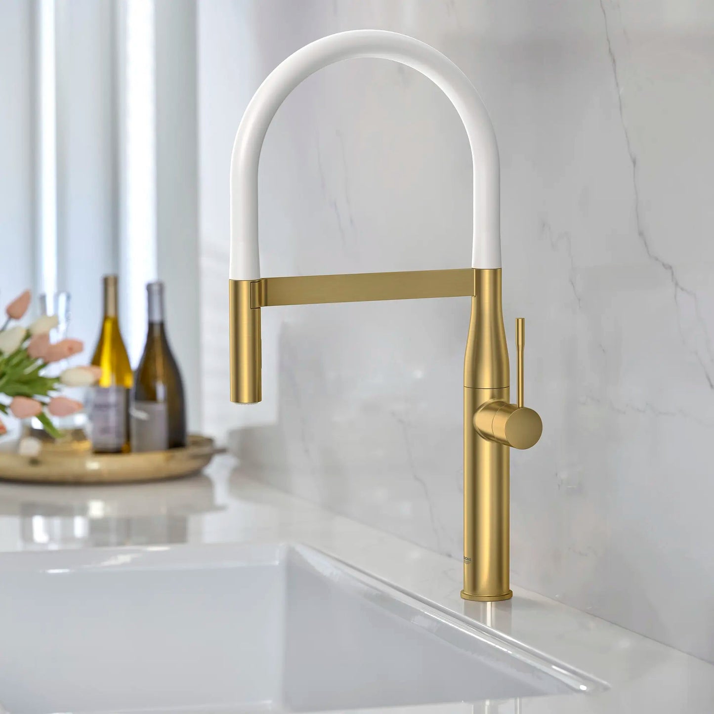 Grohe Essence 1.75 GPM Semi-Pro Dual Spray Single-Brushed Cool Sunrise Graphite Kitchen Faucet