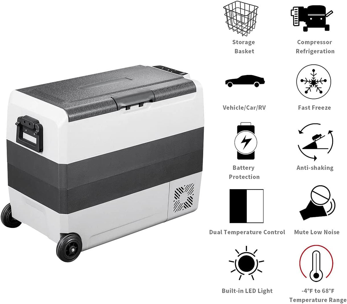Alpicool T60 60L/63QT Flexible Dual Zone Portable Car Fridge