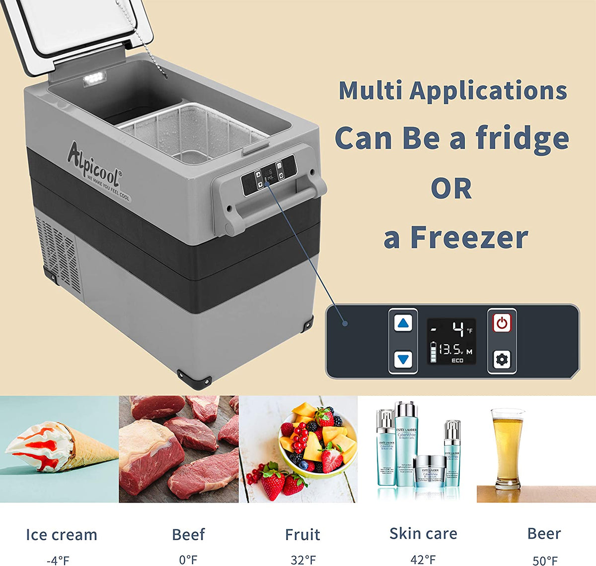 Alpicool CF55 50L/52QT Portable Dual Zone Car Fridge