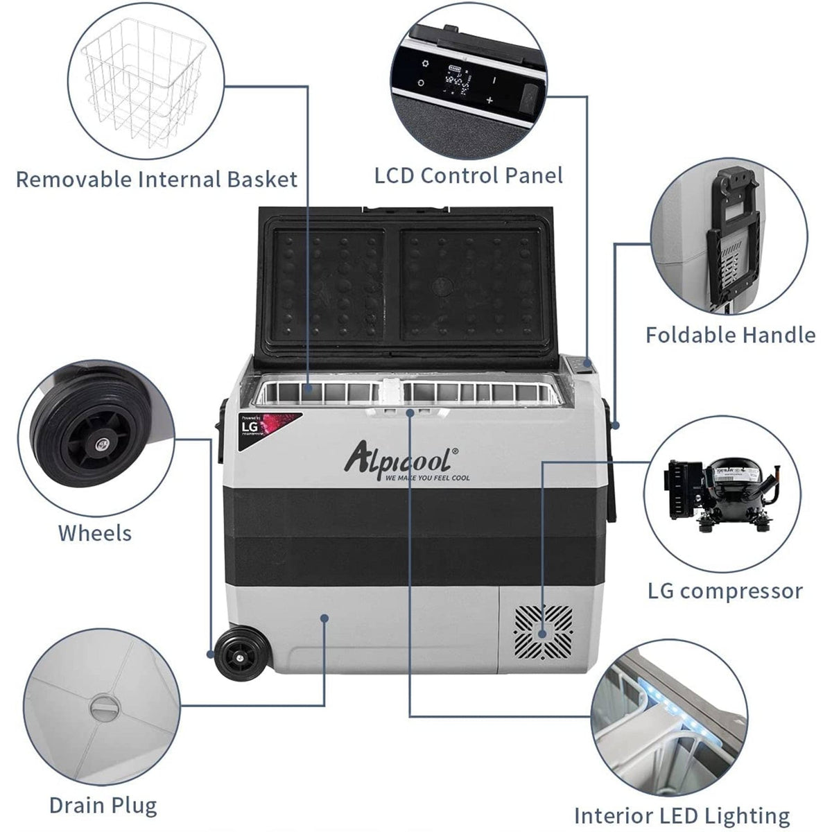 Alpicool LGT60 60L/63QT Flexible Dual Zone Portable Car Fridge