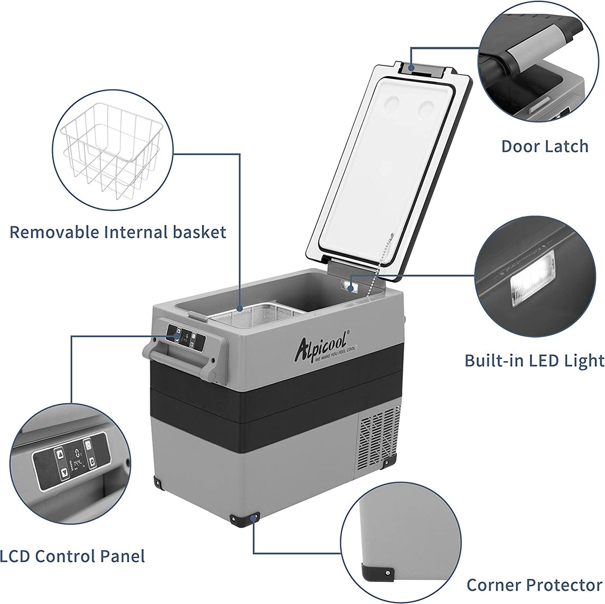 Alpicool CF55 50L/52QT Portable Dual Zone Car Fridge