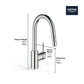 Grohe Concetto 1.75 GPM Single-Handle Pull Down StarLight Chrome Prep Faucet