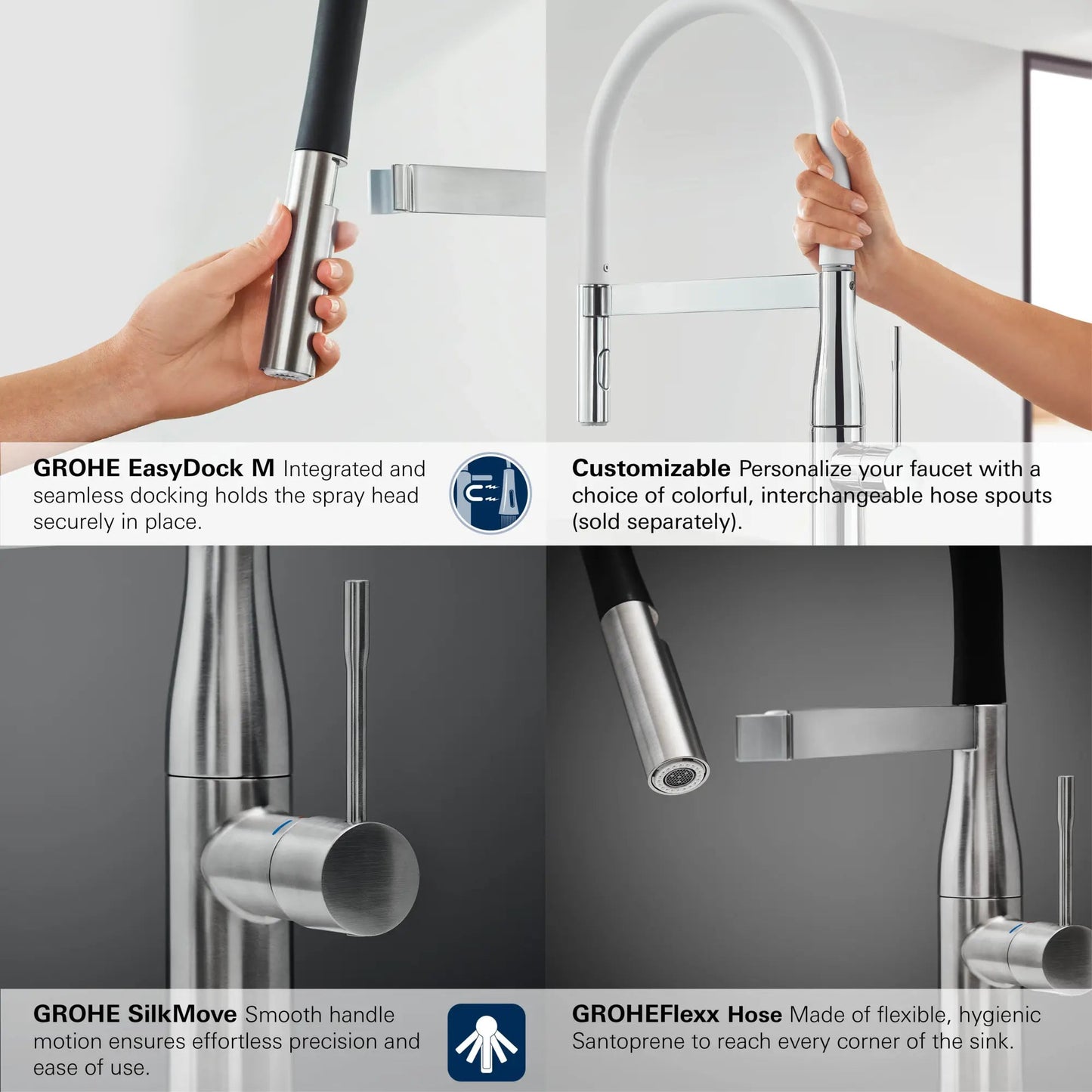 Grohe Essence 1.75 GPM Semi-Pro Dual Spray Single-Handle StarLight Chrome Kitchen Faucet
