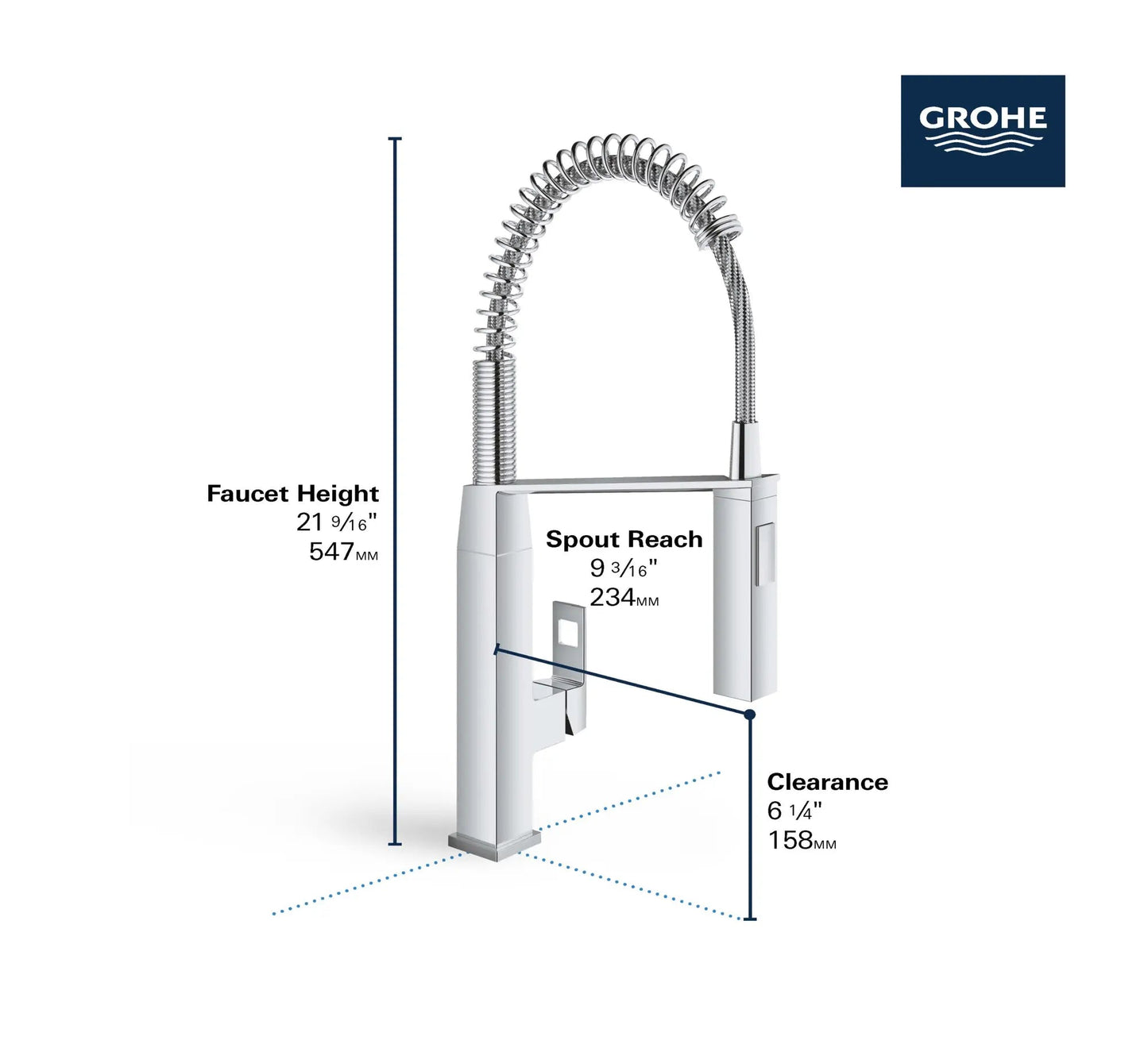 Grohe Eurocube® 1.75 GPM Semi-Pro Dual Spray Single-Handle StarLight Chrome Kitchen Faucet