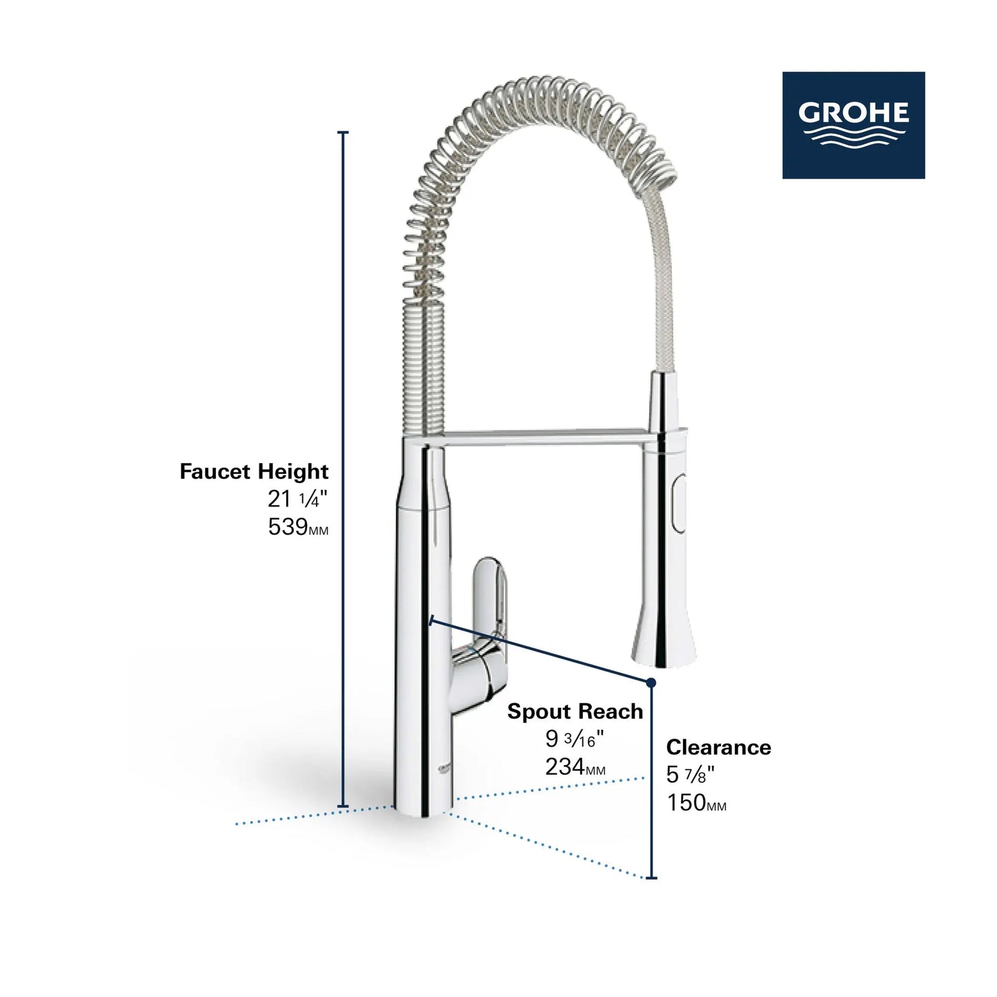 Grohe K7® 1.75 GPM Medium Single-Handle Semi-Pro Dual Spray StarLight Chrome Kitchen Faucet