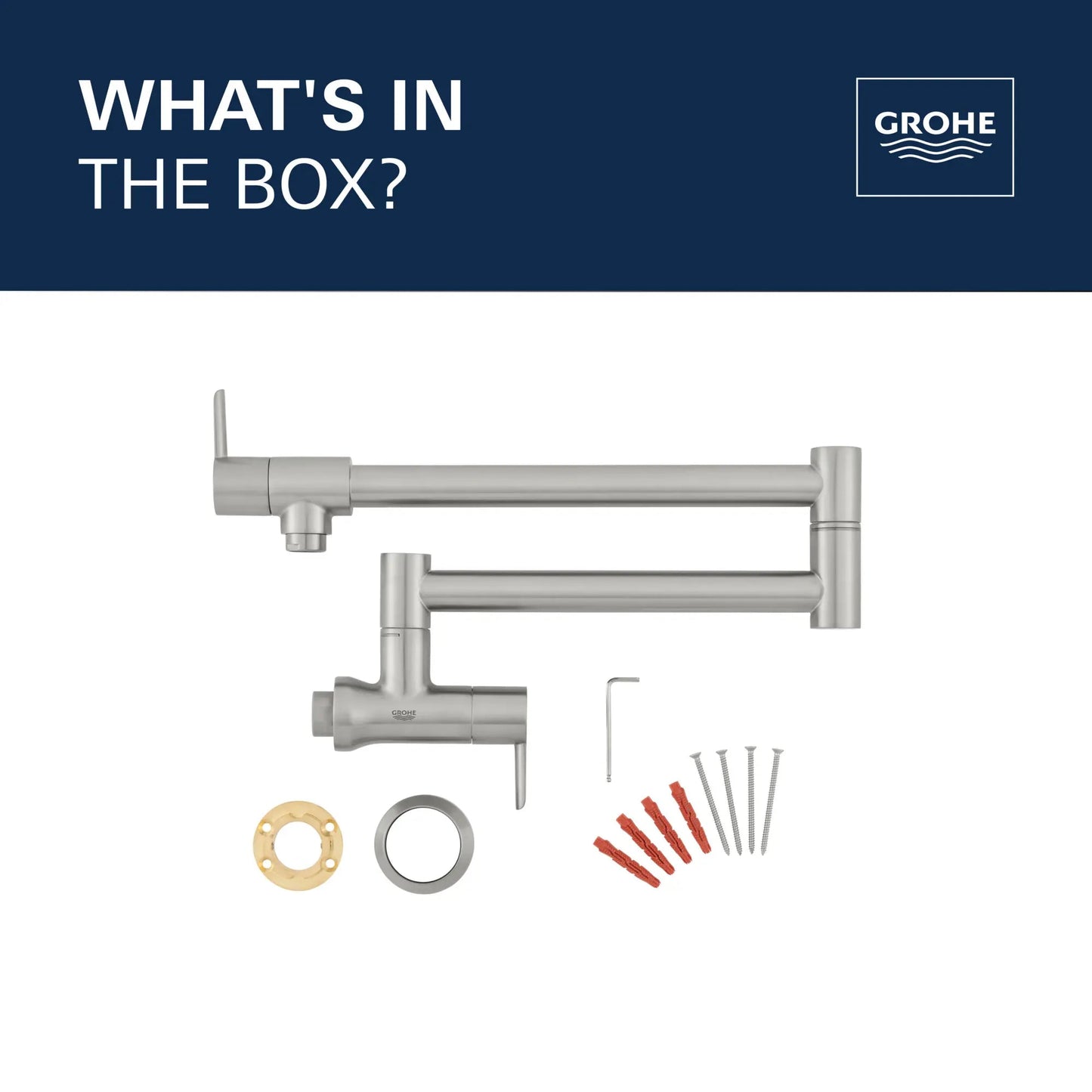 Grohe Zedra 1.75 GPM 2-Handle SuperSteel Infinity Wall Mount Pot Filler