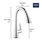 Grohe Zedra 1.75 GPM Triple Spray Touch Technology Single-Handle StarLight Chrome Pull Down Kitchen Faucet