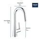 Grohe Zedra 1.75 GPM Dual Spray Single-Handle Pull Down StarLight Chrome Prep Faucet