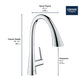 Grohe Zedra 1.75 GPM Triple Spray Single-Handle StarLight Chrome Pull Down Kitchen Faucet