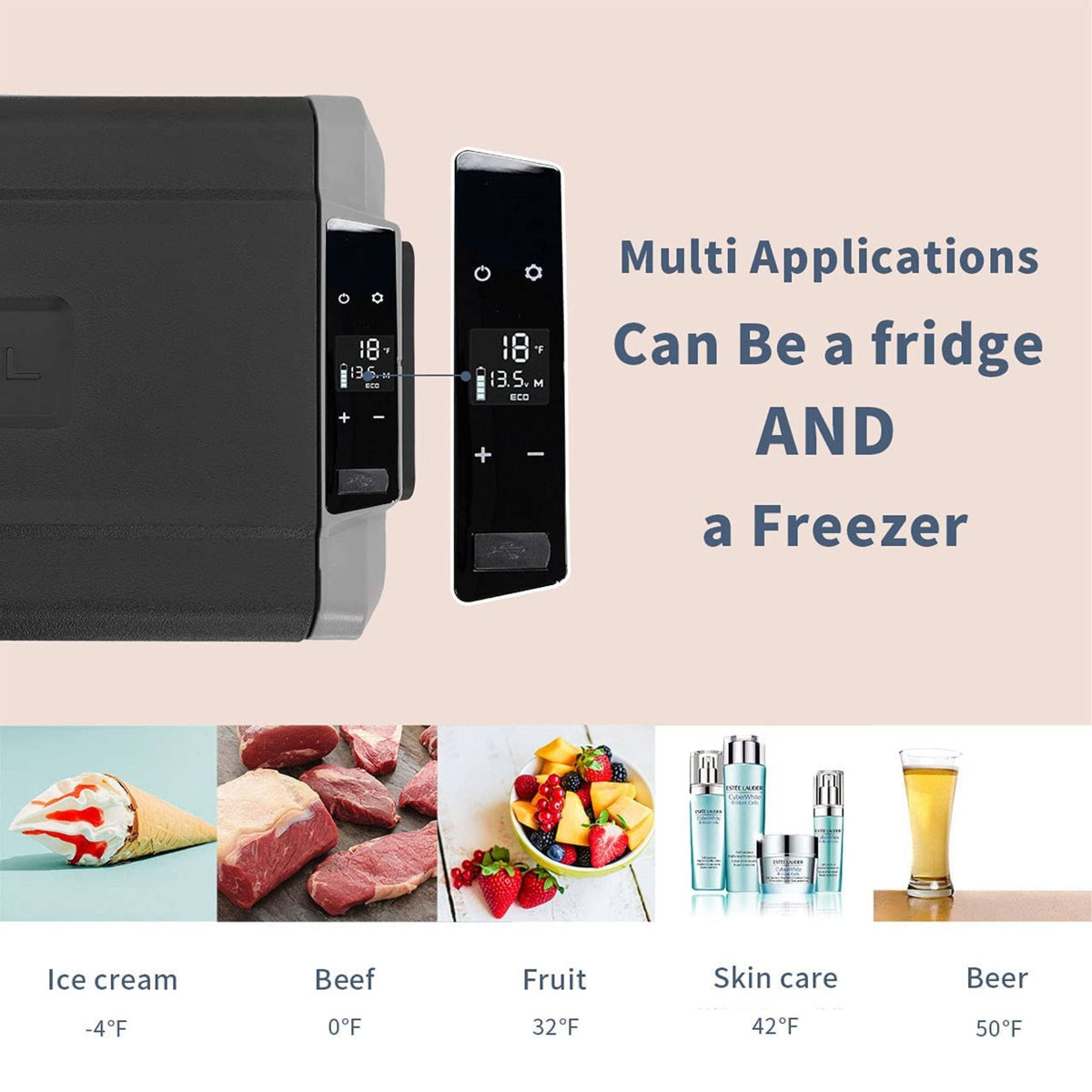 Alpicool LGT50 47L/50QT Flexible Dual Zone Portable Car Fridge