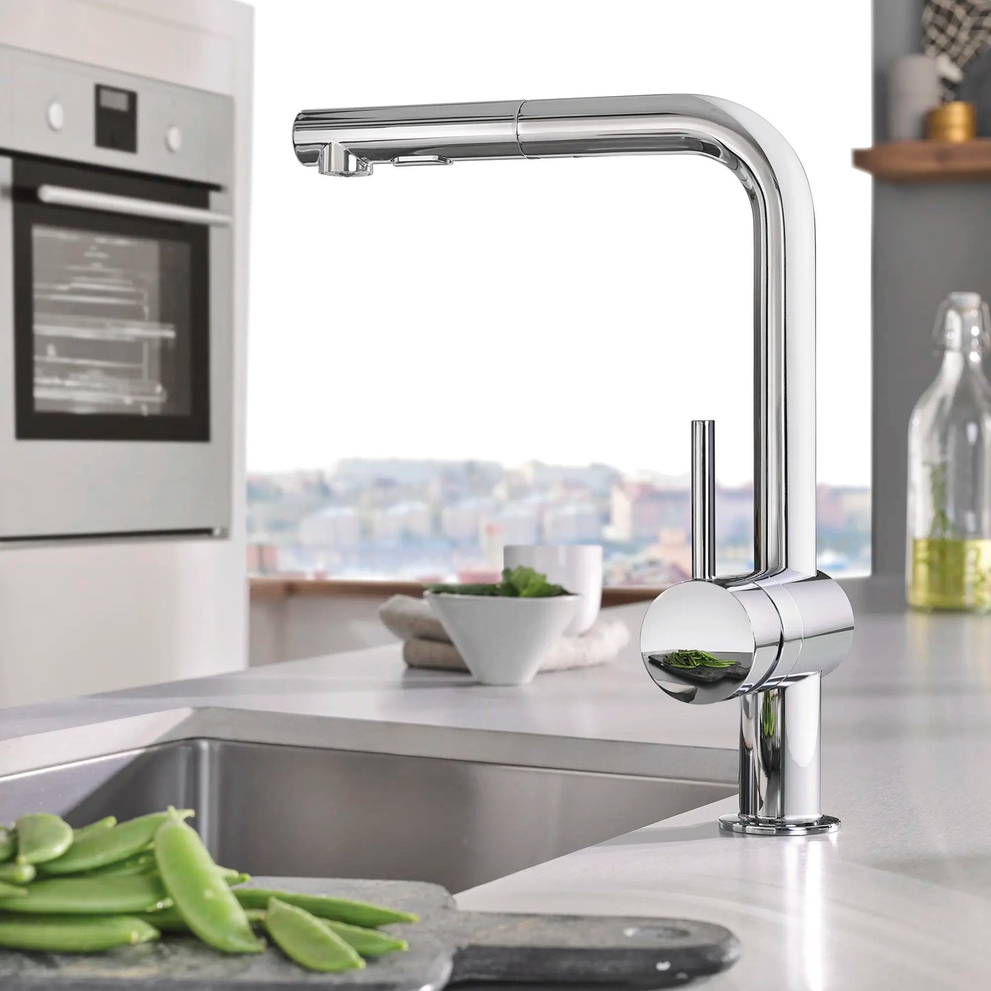 Grohe Minta® 1.75 GPM Single-Handle Dual Spray Pull-Down StarLight Chrome Kitchen Faucet