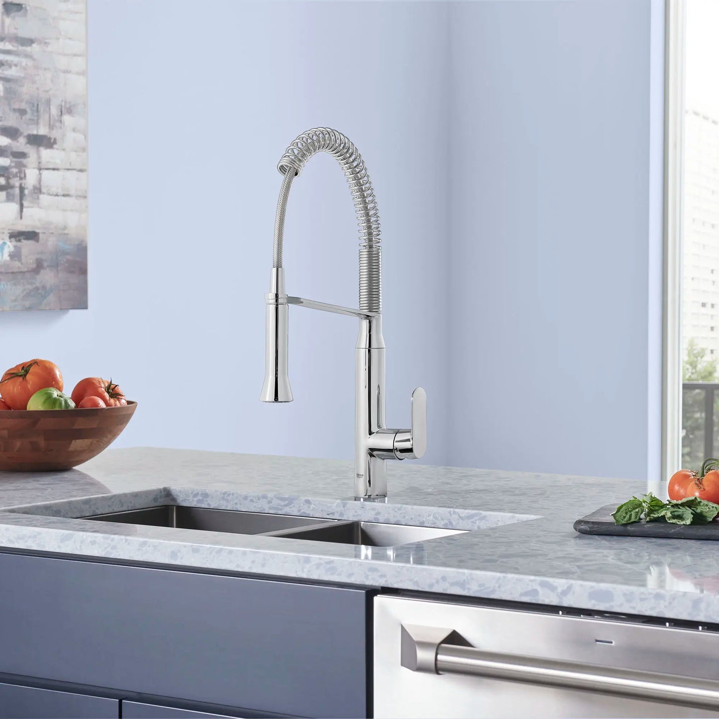 Grohe K7® 1.75 GPM Medium Single-Handle Semi-Pro Dual Spray StarLight Chrome Kitchen Faucet