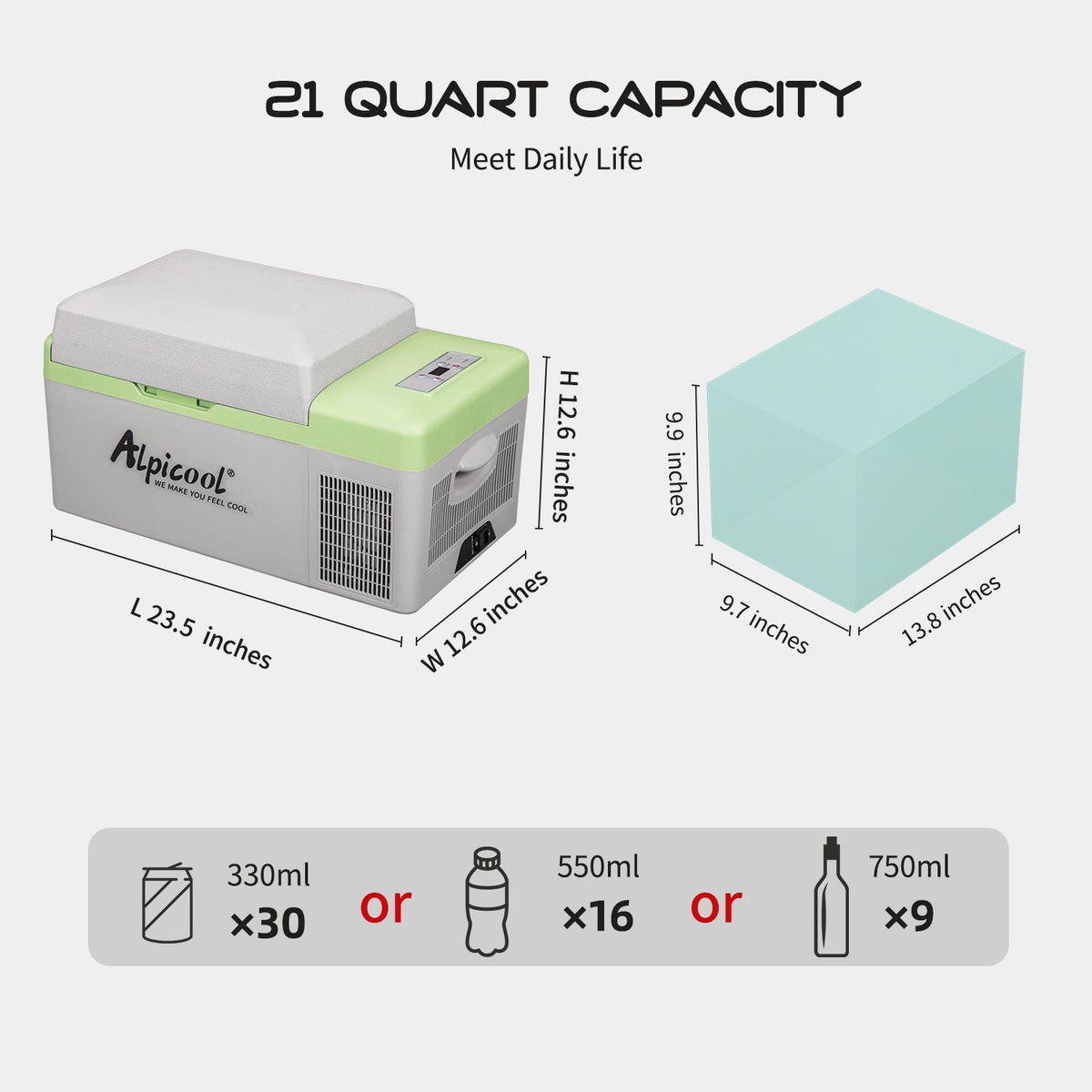 Alpicool Y20T 20l/21QT Portable Car Fridge