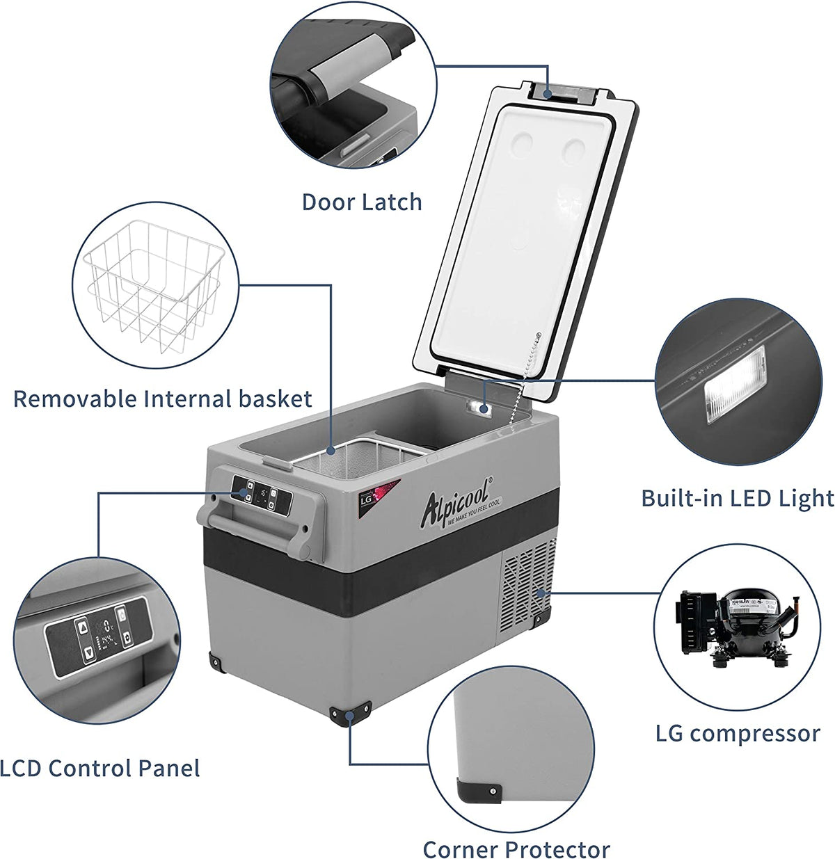 Alpicool LGCF45 40L/42QT Portable Dual Zone Car Fridge
