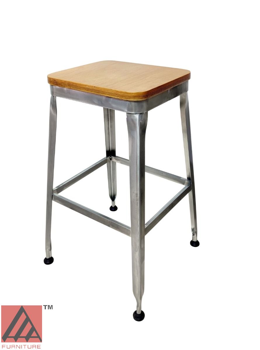 AAA Furniture 30" Galvanized Metal Frame No Back Barstool