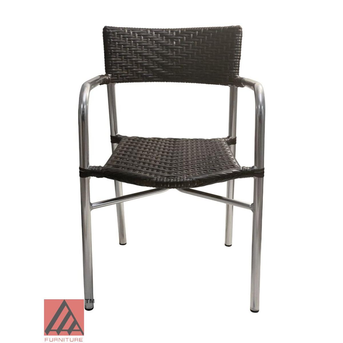 AAA Furniture 31" Aluminum Chair with Dark Brown Double Woven Rattan Seat