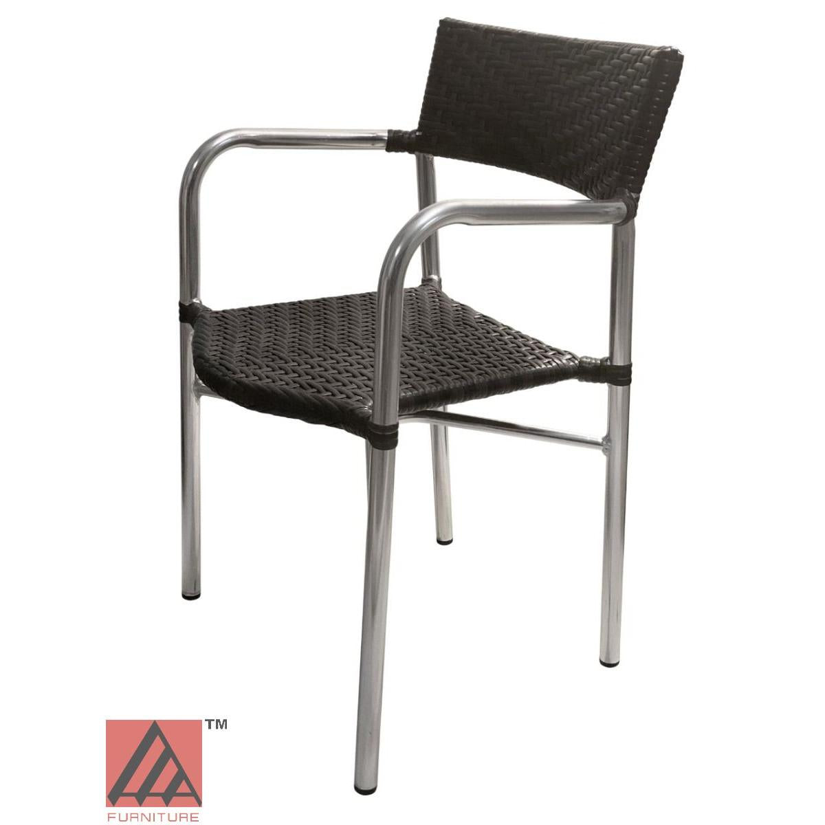 AAA Furniture 31" Aluminum Chair with Dark Brown Double Woven Rattan Seat