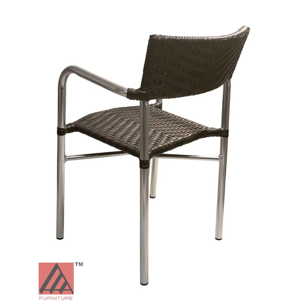 AAA Furniture 31" Aluminum Chair with Dark Brown Double Woven Rattan Seat