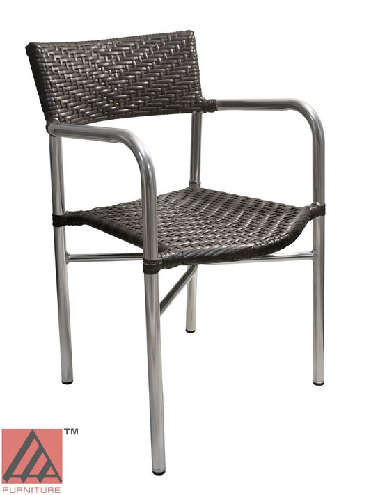 AAA Furniture 31" Aluminum Chair with Dark Brown Double Woven Rattan Seat