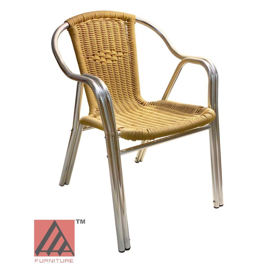 AAA Furniture 31" Aluminum Chair with Natural Plastic Rattan Seat