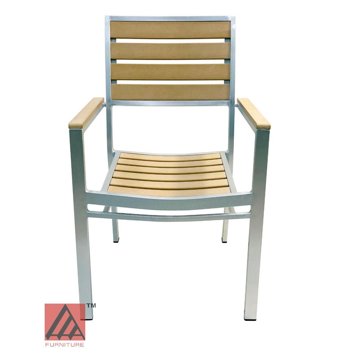 AAA Furniture 35" Aluminum Armchair with Teakwood Simulation Seat