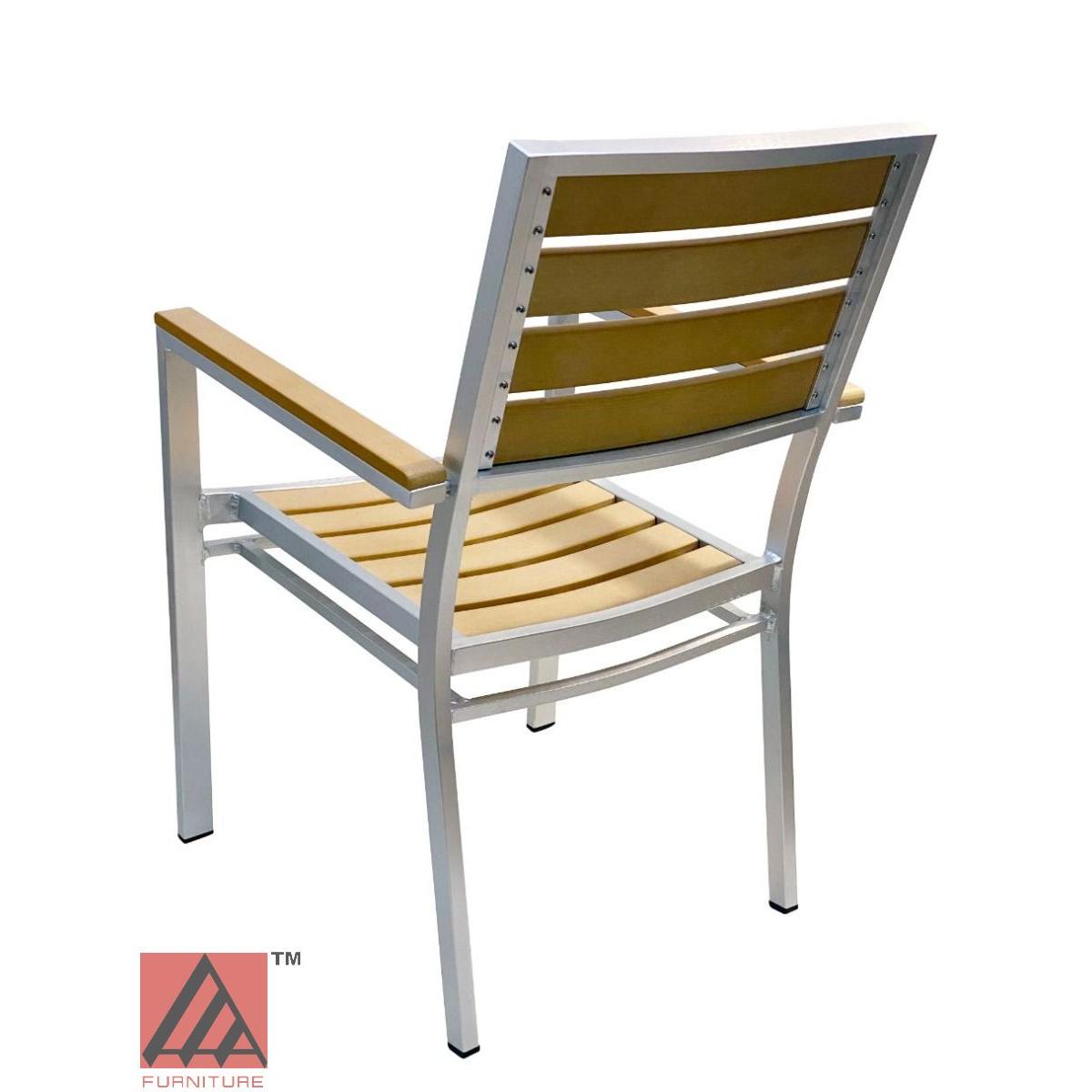 AAA Furniture 35" Aluminum Armchair with Teakwood Simulation Seat