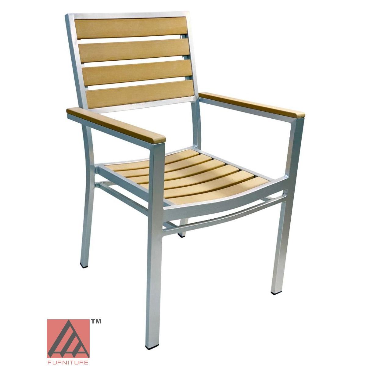AAA Furniture 35" Aluminum Armchair with Teakwood Simulation Seat
