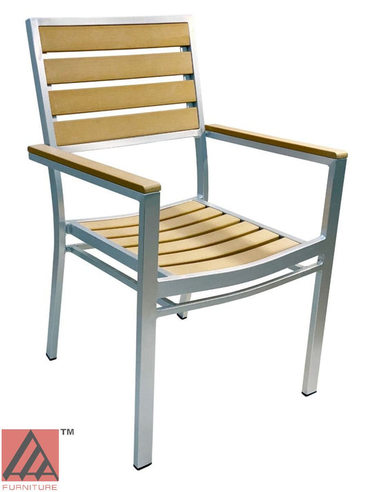 AAA Furniture 35" Aluminum Armchair with Teakwood Simulation Seat