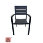 AAA Furniture 35" Black Aluminum Armchair with Walnut Teakwood Simulation Seat