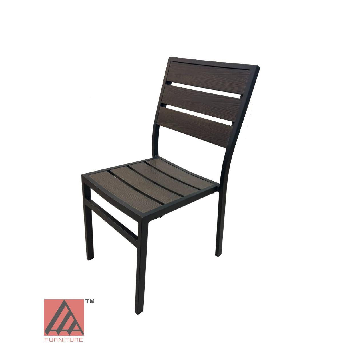 AAA Furniture 35" Black Aluminum Chair with Walnut Teakwood Simulation Seat