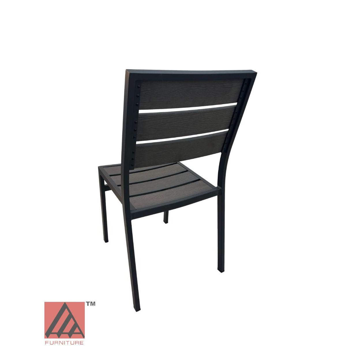 AAA Furniture 35" Black Aluminum Chair with Walnut Teakwood Simulation Seat