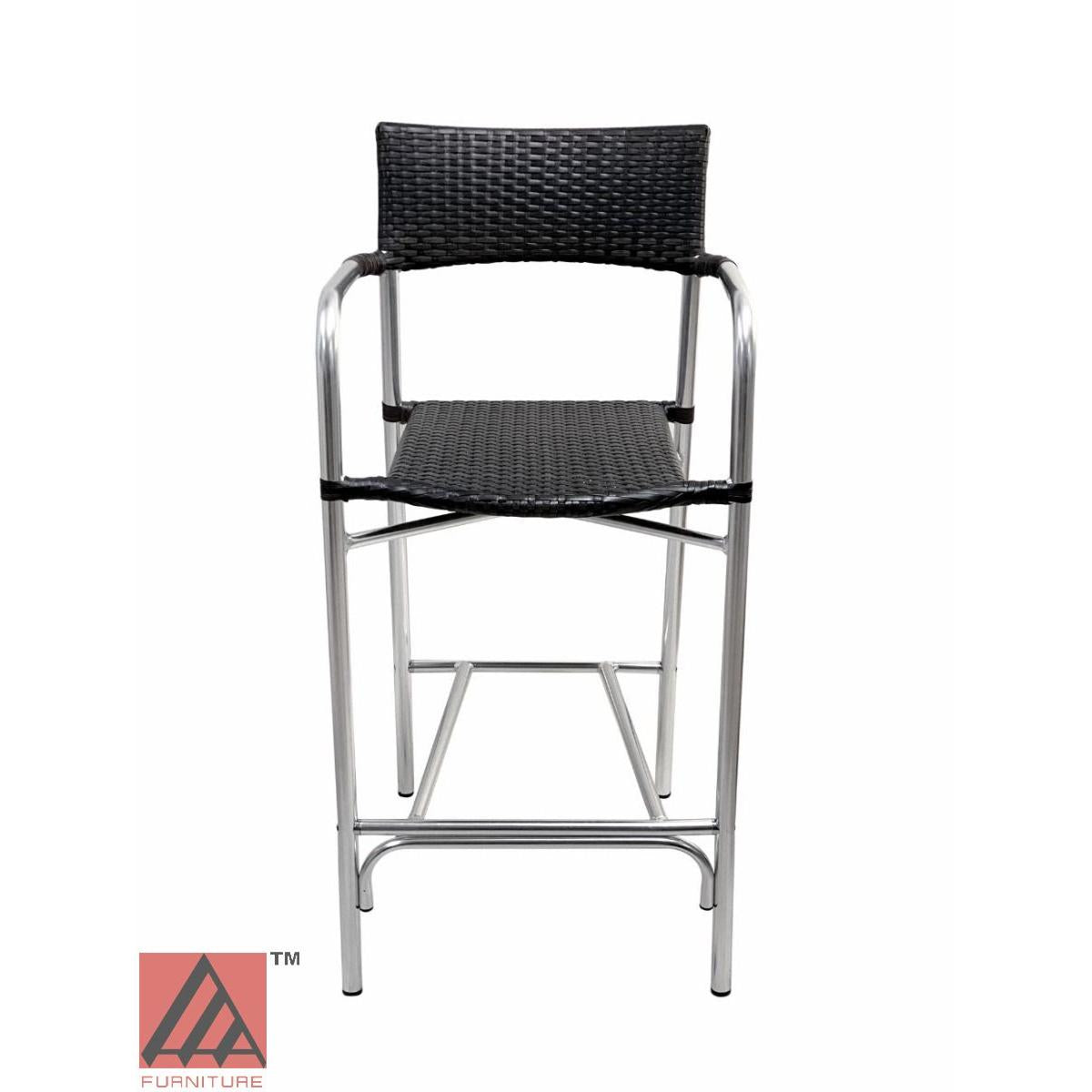 AAA Furniture 41" Aluminum Bar Stool with Dark Brown Double Woven Rattan Seat