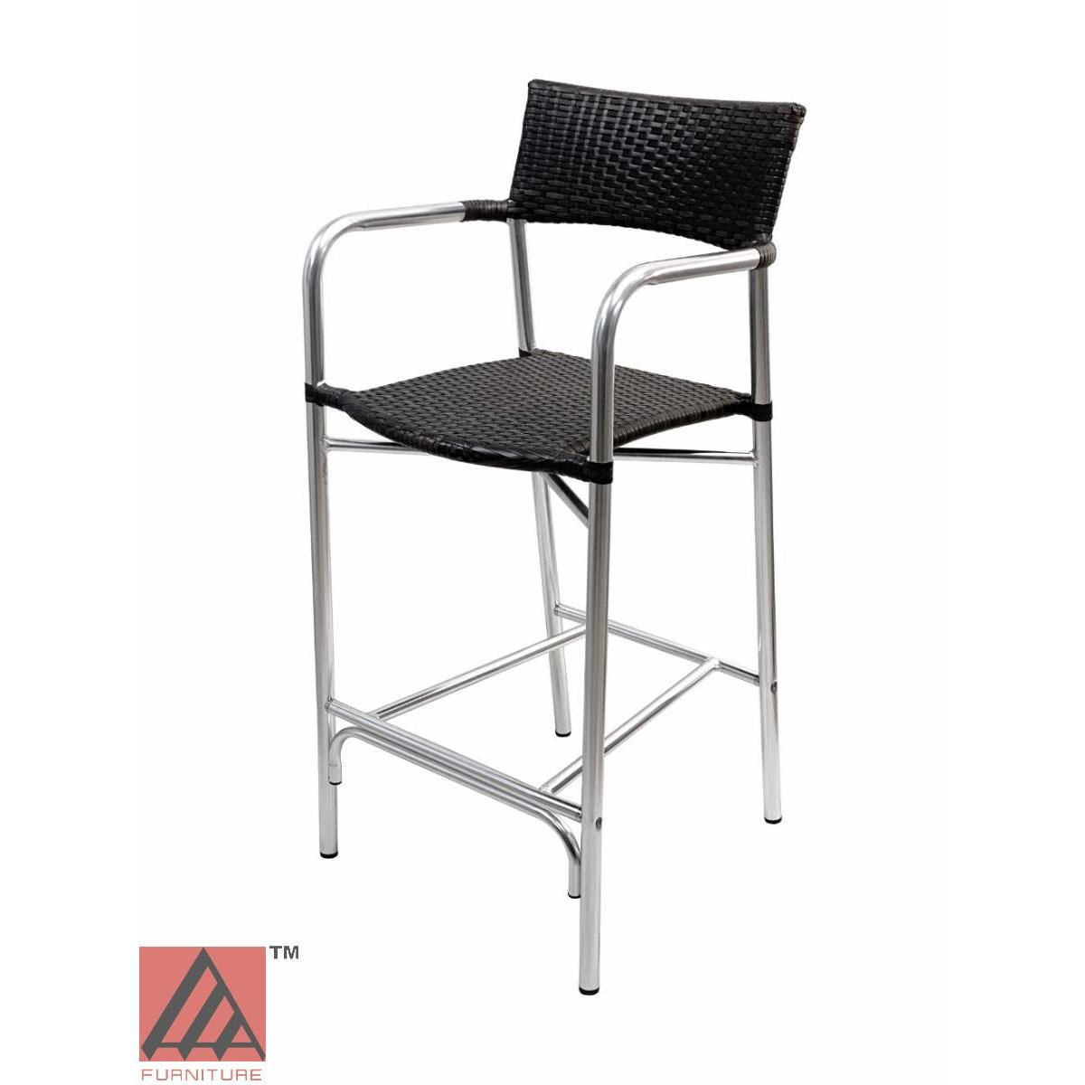 AAA Furniture 41" Aluminum Bar Stool with Dark Brown Double Woven Rattan Seat